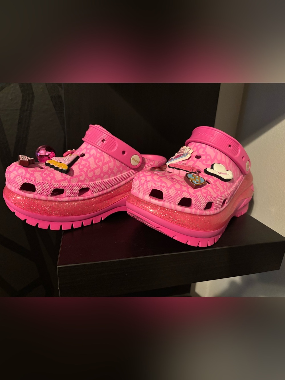 CROCS Kids' Hot Pink Platform Clogs with Charms